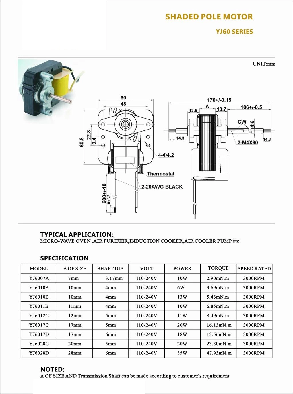 Multi Used 110V220V AC Electrical Fan Motor for Kitchen Ventilator/House Application/Green House/Air Curtains/Machine Cooling Fan